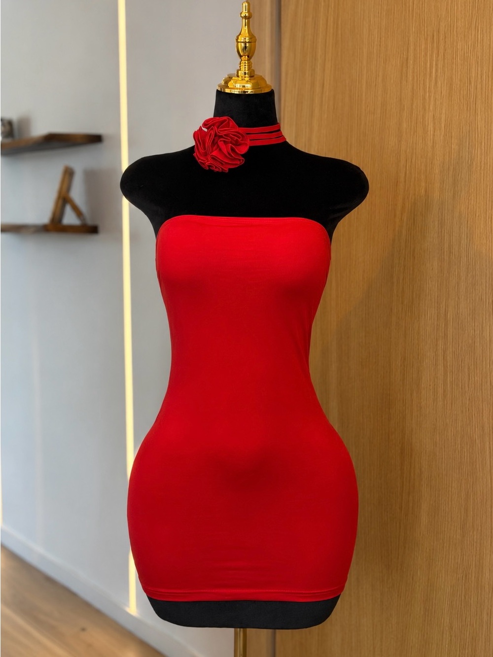 PepperMayo Tomato Girl Strapless Mini Dress with Choker | Summer Muse